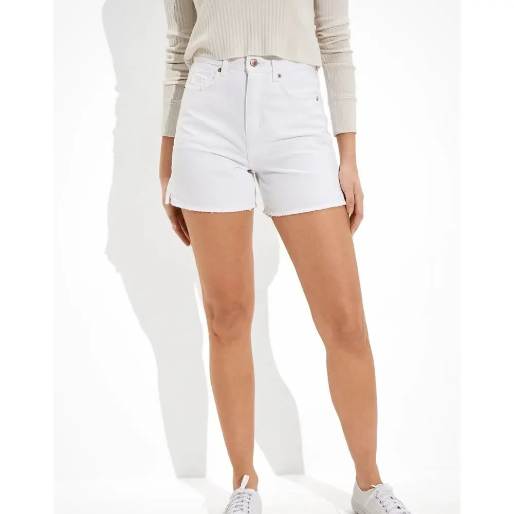 American Eagle Denim Baggy Mom Shorts White Women's 8 New